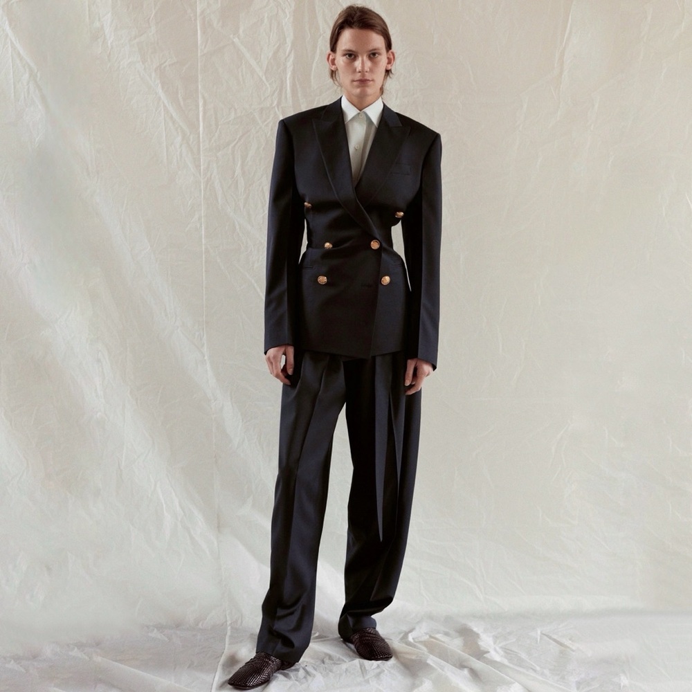 CÉLINE BLACK WOOL & CASHMERE JACKET & PANT SUIT SIZE 38 PHOEBE PHILO